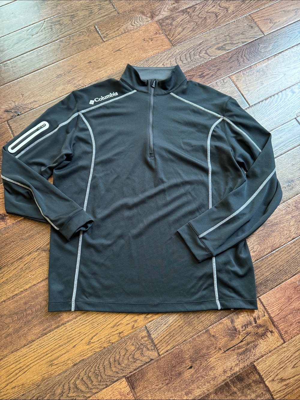 Columbia Black Quarter-Zip with Gray Contrast Stitching